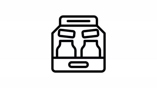 Animated Flat Line Icon: Carton with Bottles Reveal