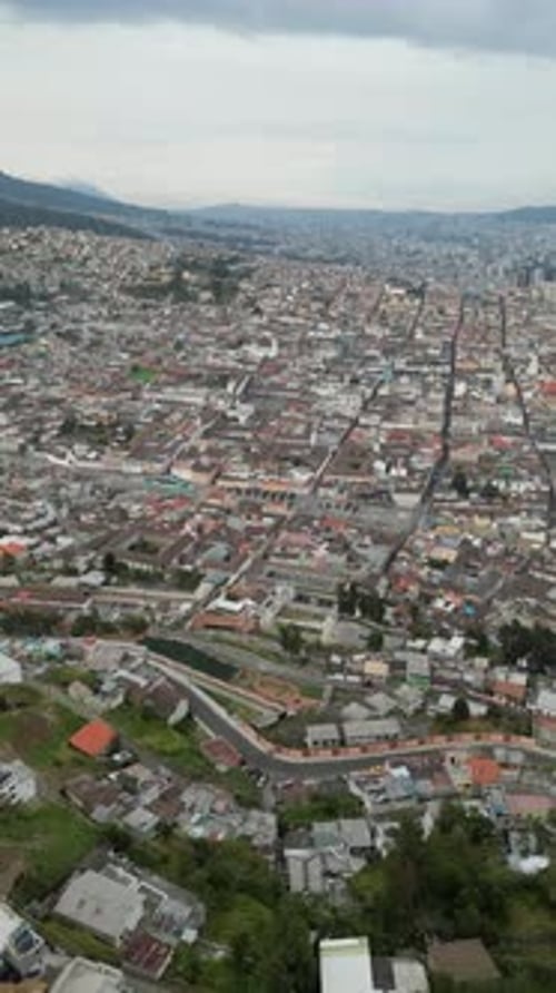 Loma The Winged Virgin Mary Statue Quito Ecuador Drone Aerial View
