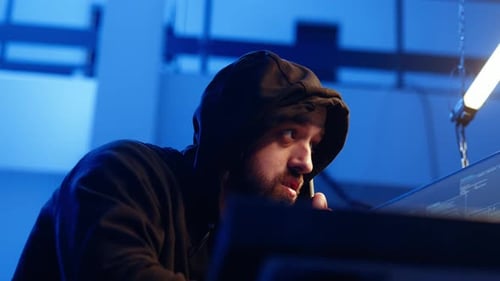 Hacker Hiding in Underground Bunker Chatting with Friend in Telephone Call