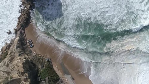 Aerial view of the cliff and wave