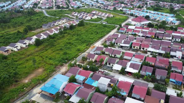 Aerial view of subsidized housing which is neatly arranged on very ...