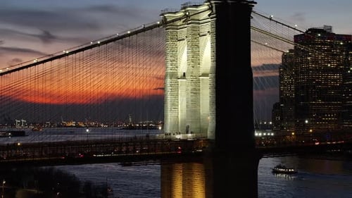 Sunset in Brooklyn Bridge At Manhattan In New York United States