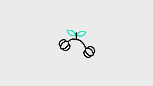 Minimalist Line Art Growing Cotton Plant Icon Animation
