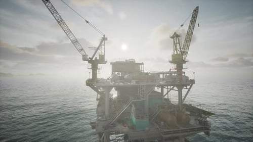 Aging Oil Rig Platform in the Ocean
