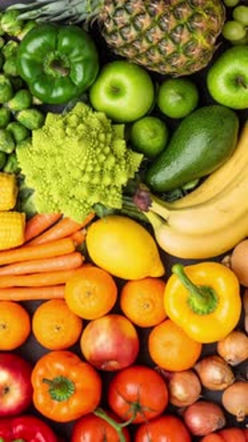 Fresh Fruits and Vegetables Still Life