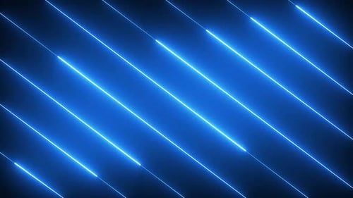 Blue Neon Glowing Diagonal Lines Motion Background