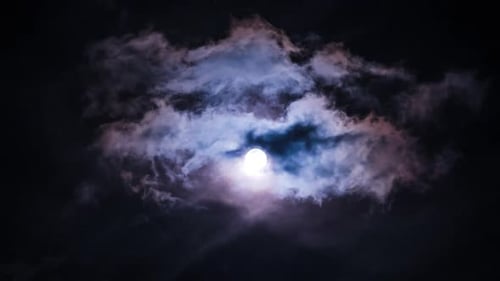 Moon and Clouds Time-Lapse on a Dark Sky