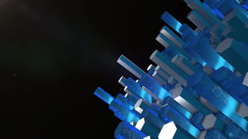 Dynamic Blue and Silver Hexagon Pillars Abstract Background
