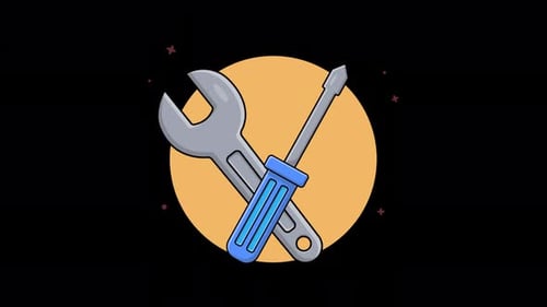 Animated Wrench and Screwdriver Tools Service Icon