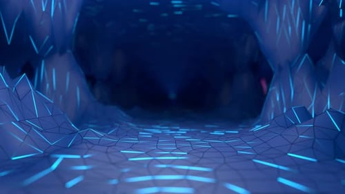 Futuristic Blue Grid Cyberspace Tunnel Loop