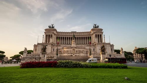 Front view of Monument Victor Emmanuel II in Rome