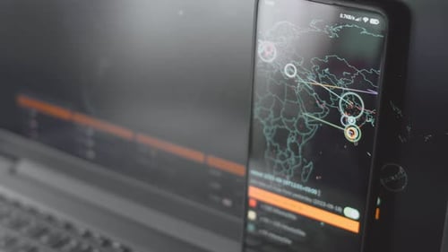 Computer Screens Display Data with Mobile Phone