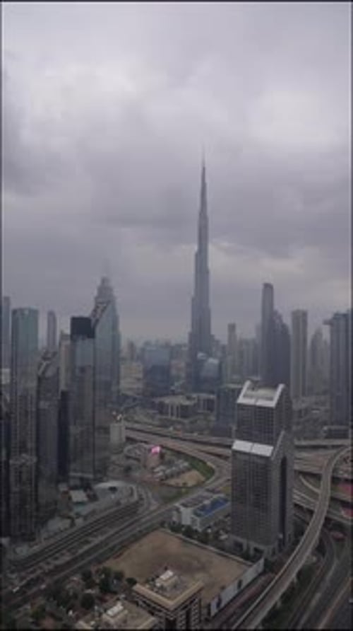 Timelapse video of the skyscrapers in downtown Dubai with the Burj Khalifa in the background