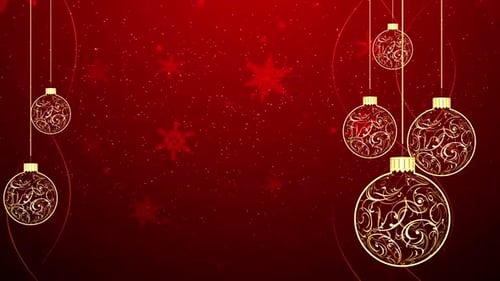 Elegant Christmas Ornaments Red Festive Background Loop