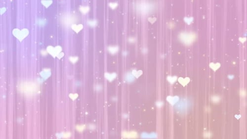 Glowing Romantic Hearts Falling Animation