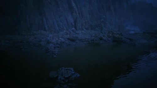 Serene Basin Reflections Nestled Amidst Jagged Cliff Lines Inspire Contemplation