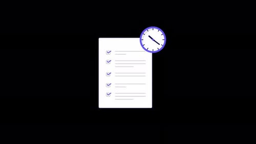 Papier mit Uhr. Animationsvideo zum Zeitmanagement-Konzept — transparent