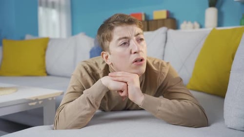 Young man with negative emotions.