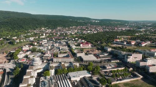 Aerial View of Cityscape with Industrial Area