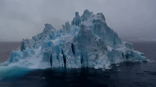 Majestic Blue Iceberg Floating in Arctic Ocean