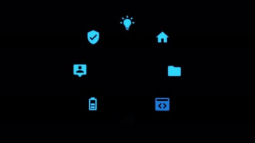 Animated Circular Flat Design Business and Technology Icons