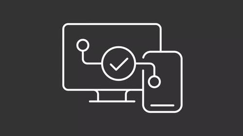 Animated Sync Icon Connecting Computer and Mobile Devices