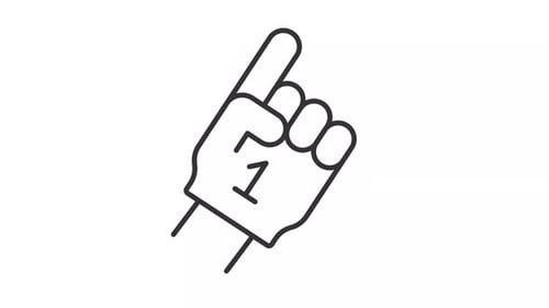 Animated Line Art Number One Foam Finger Icon
