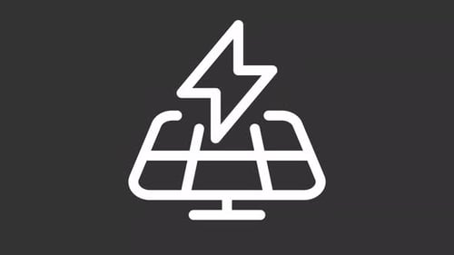 Animated Solar Panel Line Icon With Energy Flash