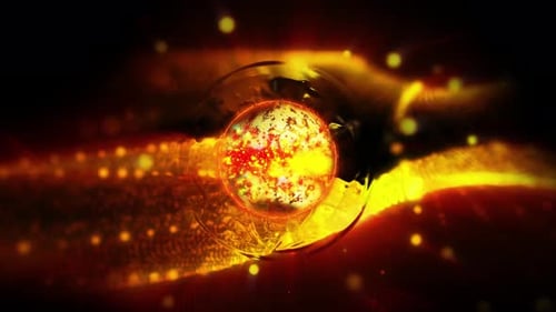 Abstract Energy Orb with Glowing Particle Waves Background Loop