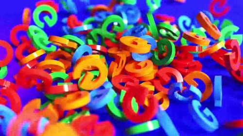 Dynamic vibrant G letters falling over blue surface for modern tech brand