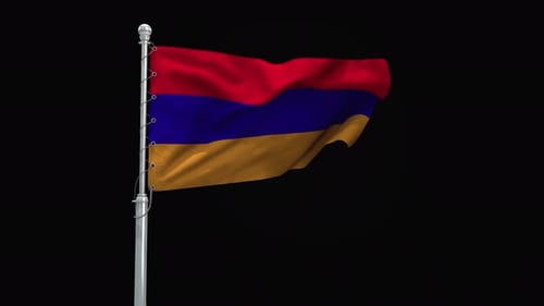 Realistic Waving Armenian Flag Loop with Alpha Channel
