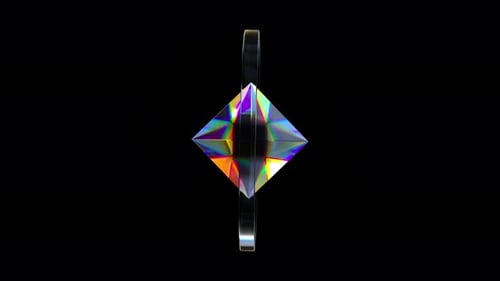 3d glass rotating transparent cube and circle.