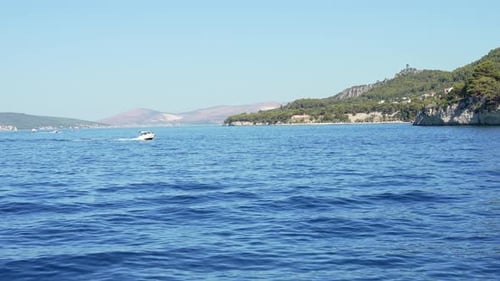 Speedboat Cruising Along the Coast of Split Croatia