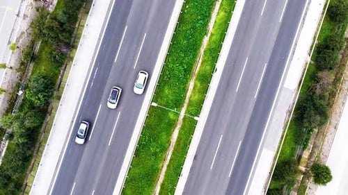 Vehicles on Highway Drone Image