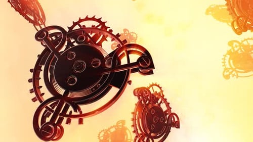 Abstract 3D Mechanical Gears Rotating Motion Background Loop