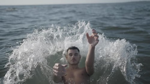 Man Falls Into Water in Slow Motion