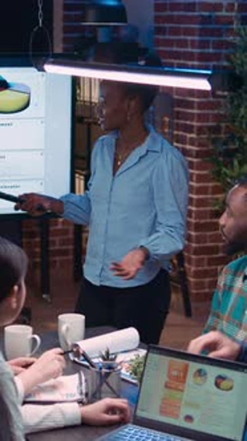 Colleagues Have Productive Meeting Inside Modern Office