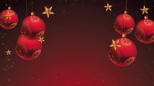 Elegant Animated Christmas Baubles and Golden Stars Background