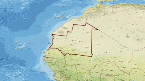 Animated World Map Zoom to Mauritania