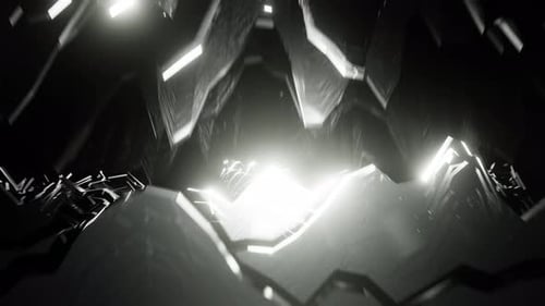 Black and White Rocky Cave in 4K