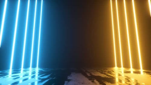 Fondo abstracto de neón moderno y futurista para visualización de Introducción en renderizado 3D de animación negra