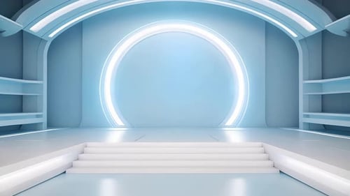 Futuristic Glowing Virtual Stage Background for Presentations