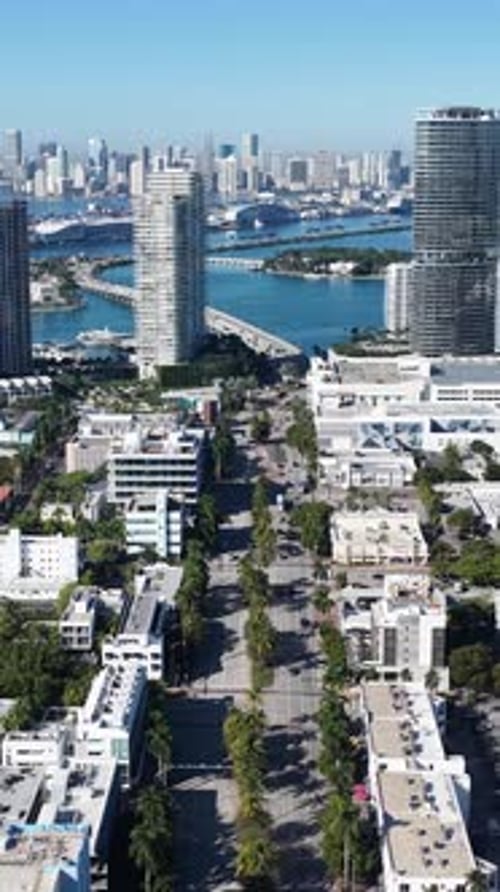 Miami Beach Skyline At Miami Beach In Florida United States.
