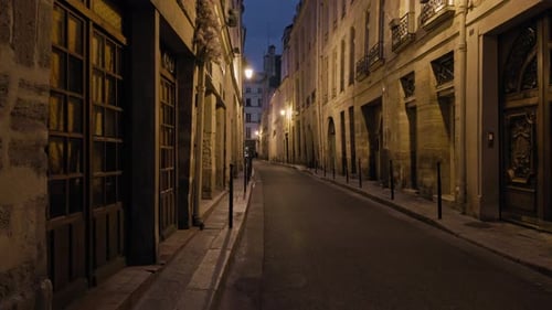 Urban Landscape of Night Streets of Paris Capital of France
