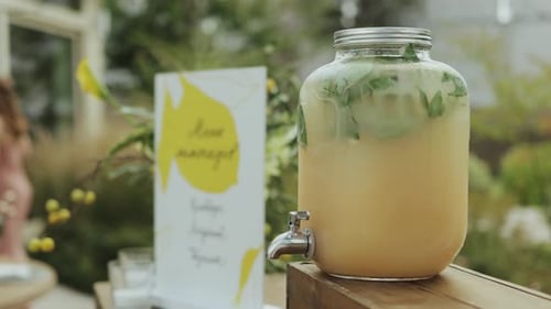 Refreshing Beverage Station at Outdoor Garden Party