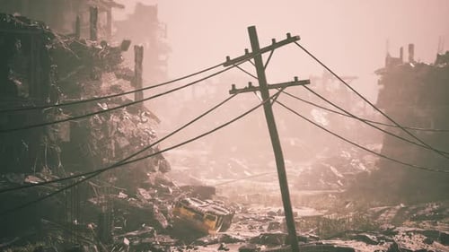 Destruction in a City Ravaged By Military Conflict and Devastation