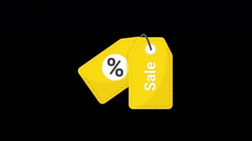 Animated Sale Tag with Percentage Discount Icon and Text