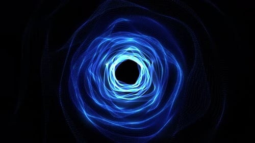 Animation of an abstract particle tunnel. Sound visualization. Futuristic or technological corridor