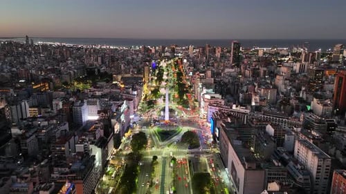 9 de Julio Avenue Buenos Aires Argentina Aerial View