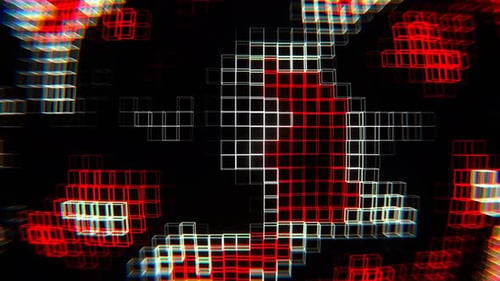 Quadratischer Rahmenwellenhintergrund in Neonfarben, VJ Loop in 4K, Rot und Weiß
